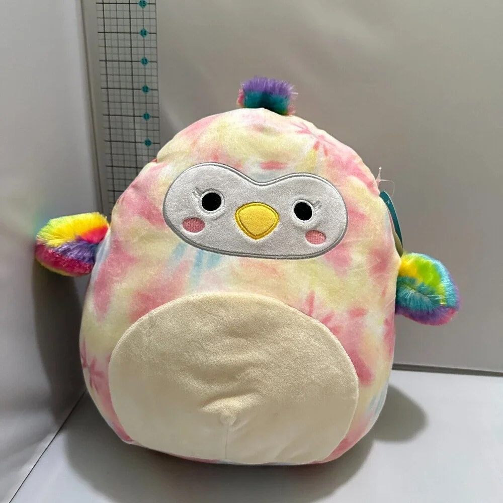 NWT Squishmallows Carmella Toucan Tie-Dye Rainbow Stuffed Animal Bird 1329